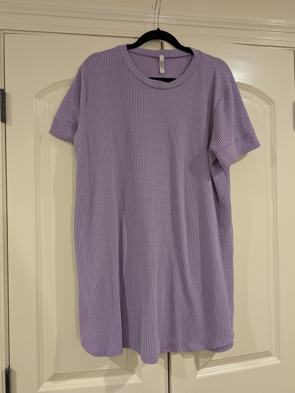 Casual Lilac Ribbed Short Sleeve Dress